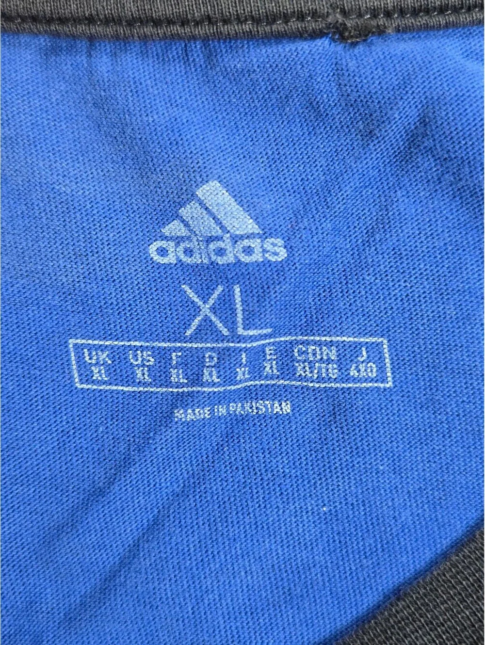 Adidas Blue and Black Logo Print T-Shirt Size L